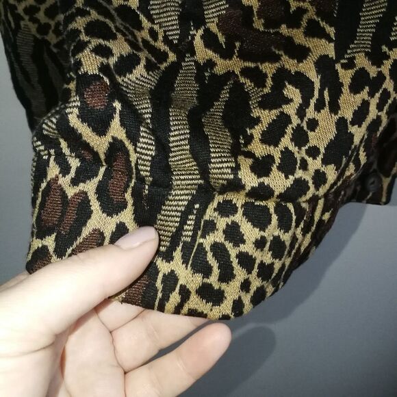 VINTAGE Y2K Leopard Print Neutral Button Front Bomber Jacket / Blazer Sz Medium - Picture 9 of 16